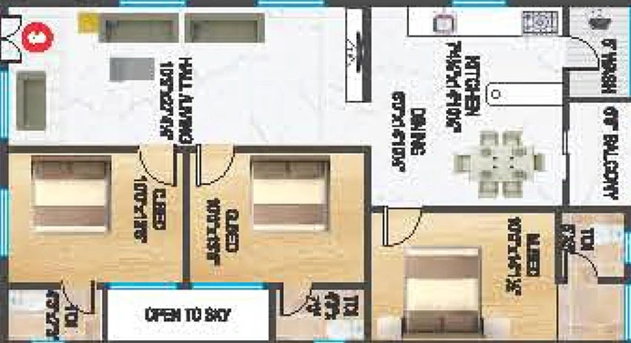 3 BHK Flat in Teja Prasiddh Nivas in Kondapur, Hyderabad - Image 817169