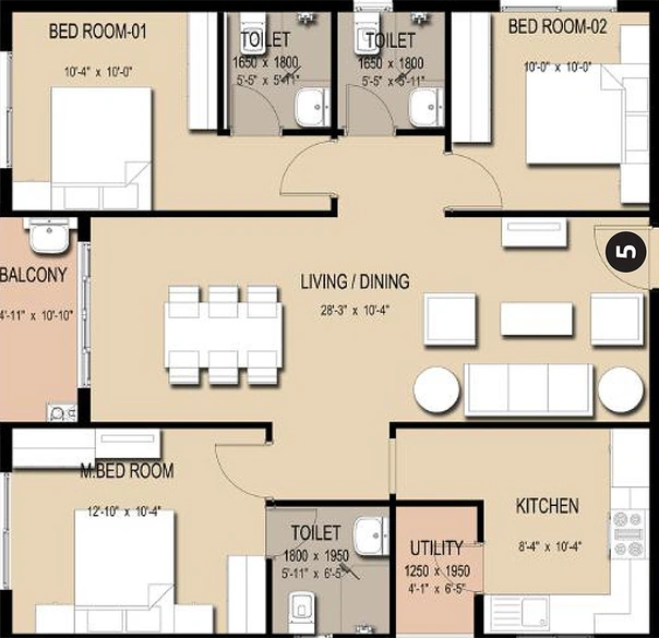 3 BHK Flat in Praneeth Pranav Zenith in Bachupally, Hyderabad - Image 817166