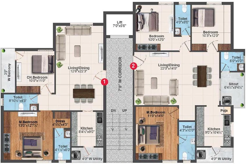 Floor Plan of Nirmal Emerald in Yapral, Hyderabad - Image 171979