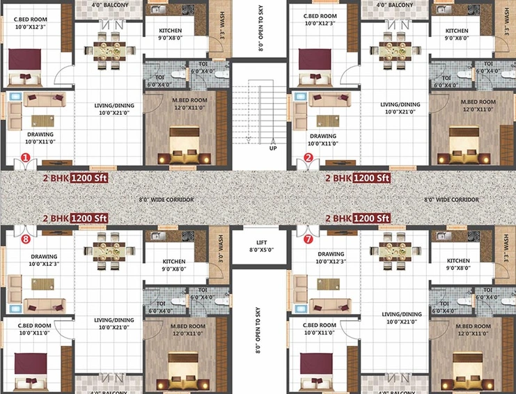 Floor Plan of RK TMR Pride in Ameenpur, Hyderabad - Image 172117