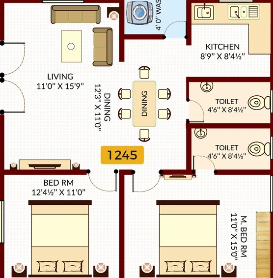 2 BHK Flat in Sri Swastik Aavaas in Nizampet, Hyderabad - Image 817243