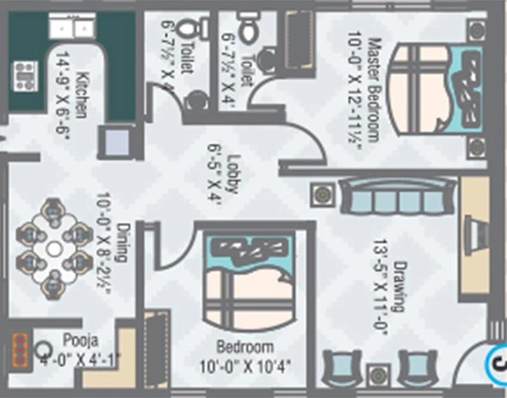 2 BHK Flat in Beccun Lifestyle in Kompally, Hyderabad - Image 817052