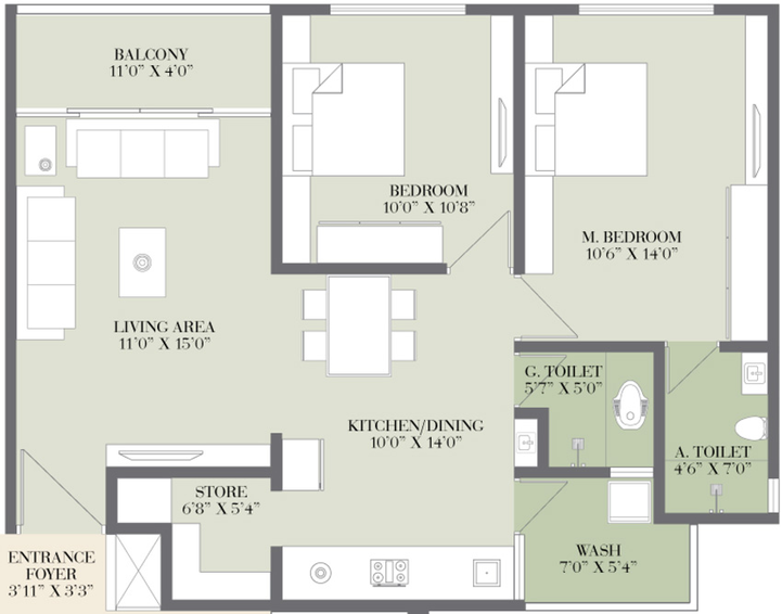 2 BHK Flat in Bansari Greencity in Sector 26, Gandhinagar - Image 676735