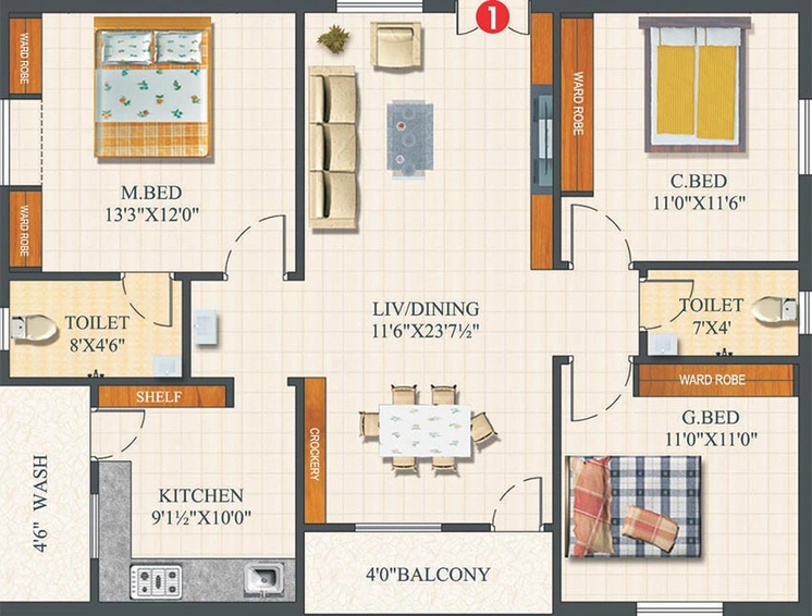 3 BHK Flat in Rayaan Lemon Tree Park in Bachupally, Hyderabad - Image 817109