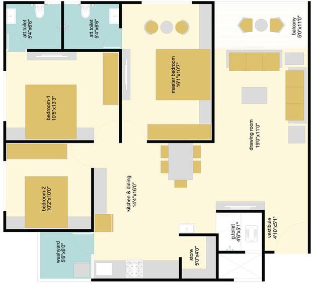 3 BHK Flat in Bansari Greencity 2 in Sector 26, Gandhinagar - Image 676783