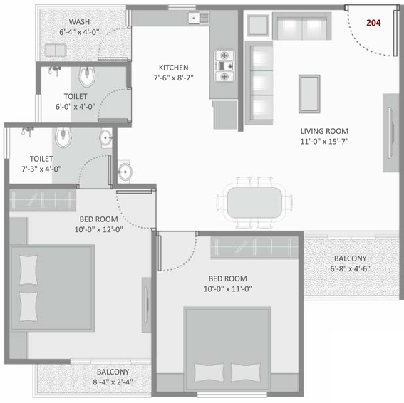 2 BHK Flat in Aangan Homes in Sayajipura, Vadodara - Image 677619
