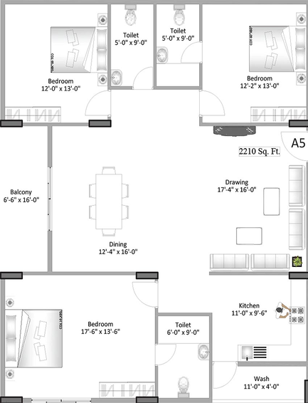 3 BHK Flat in ELV 55 East Fort in Bandlaguda Jagir, Hyderabad - Image 817152