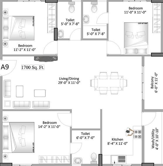 3 BHK Flat in ELV 55 East Fort in Bandlaguda Jagir, Hyderabad - Image 817154
