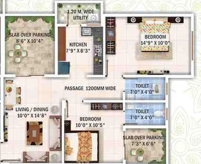 2 BHK Flat in Sai Heights in Hudkeshwar, Nagpur - Image 815608