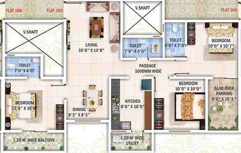 3 BHK Flat in Sai Heights in Hudkeshwar, Nagpur - Image 815609