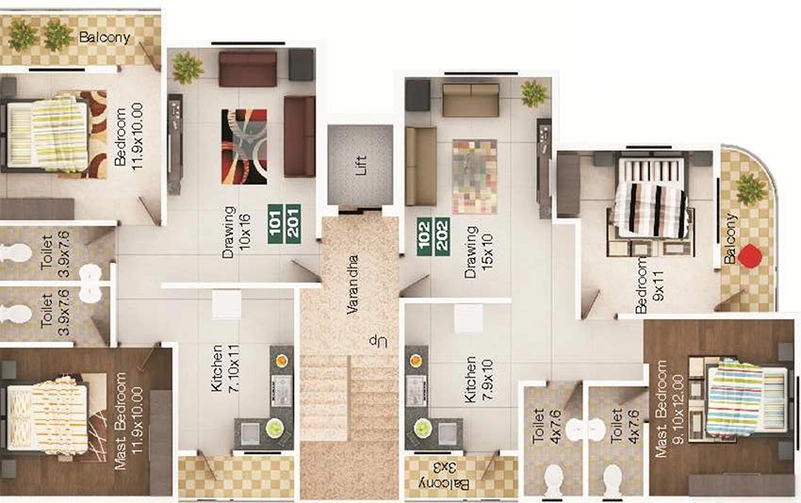Floor Plan of Aakar Sai Sneh Apartment in Trimurti Nagar, Nagpur - Image 167277