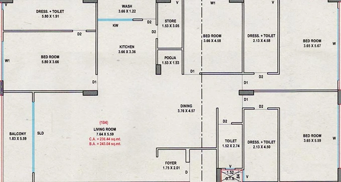 4 BHK Flat in Milestone Pristine in Vesu, Surat - Image 818406