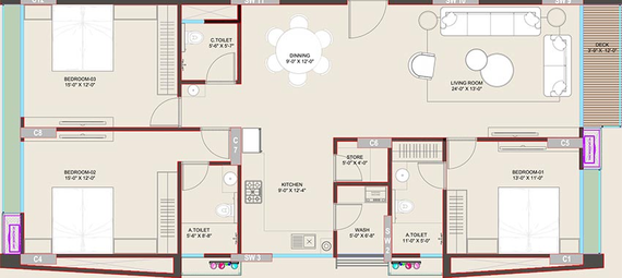 3 BHK Flat in Kohinoor Freedom Tower in Vesu, Surat - Image 818014