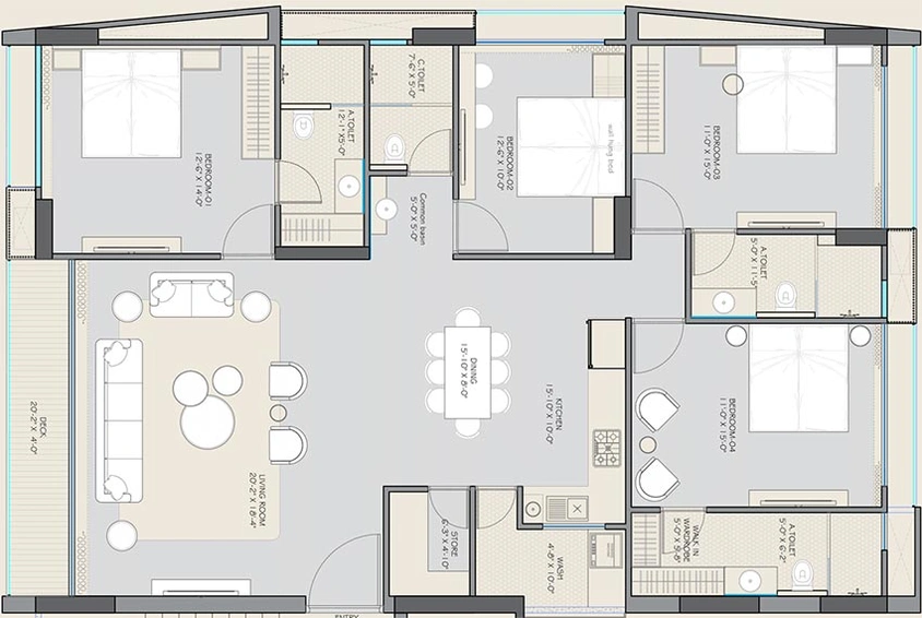 4 BHK Flat in Kohinoor Freedom Tower in Vesu, Surat - Image 818015
