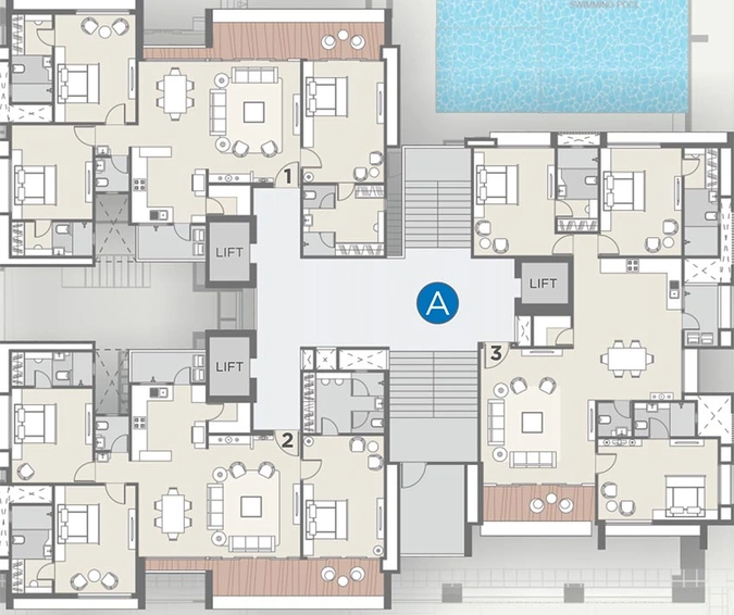 Floor Plan of Sangini Lakeville in Vesu, Surat - Image 178423