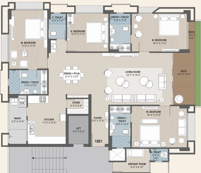 4 BHK Flat in Avadh Onella in Dumas Road, Surat - Image 828174