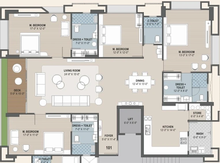 4 BHK Flat in Avadh Onella in Dumas Road, Surat - Image 828175