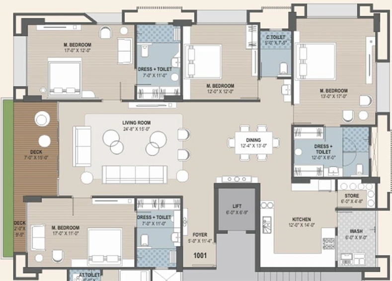 4 BHK Flat in Avadh Onella in Dumas Road, Surat - Image 828176