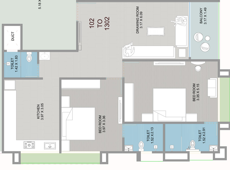 2 BHK Flat in Shree Nob Hill Tower in Koba, Gandhinagar - Image 677315