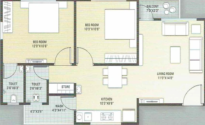 2 BHK Flat in Vishwas Opera Palace in Mota Varachha, Surat - Image 818387