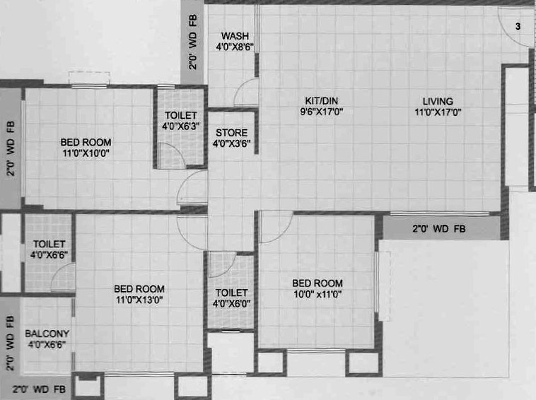 3 BHK Flat in Dobaria Brahmand Residency in Dabholi, Surat - Image 818359
