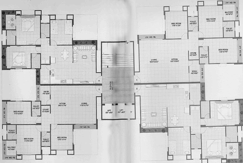 Floor Plan of Dobaria Brahmand Residency in Dabholi, Surat - Image 175546