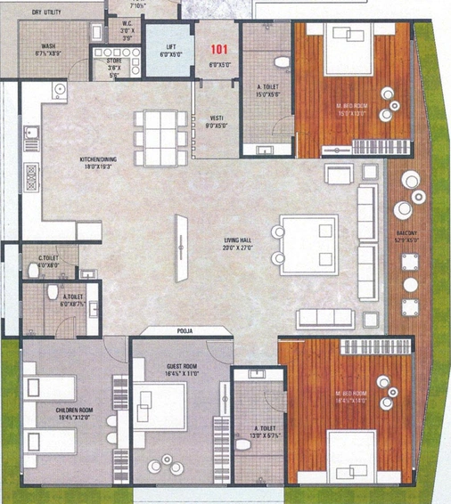 4 BHK Flat in Vaikuth Mantra Luxuria in Mota Varachha, Surat - Image 818417