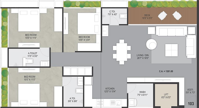 3 BHK Flat in Golden Heaven in Uttran, Surat - Image 818024
