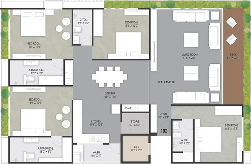 4 BHK Flat in Golden Heaven in Uttran, Surat - Image 818025