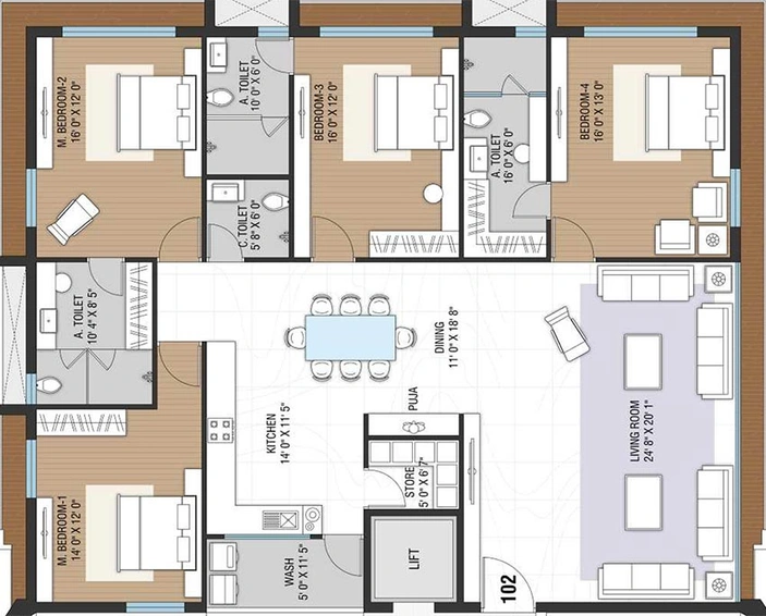 4 BHK Flat in Rajhans Grandezza in Vesu, Surat - Image 818415