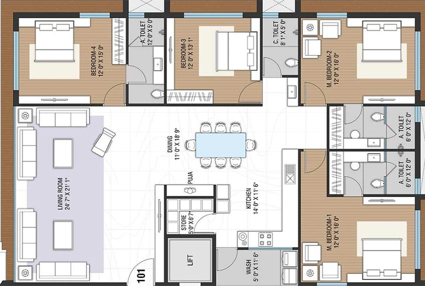 4 BHK Flat in Rajhans Grandezza in Vesu, Surat - Image 818416
