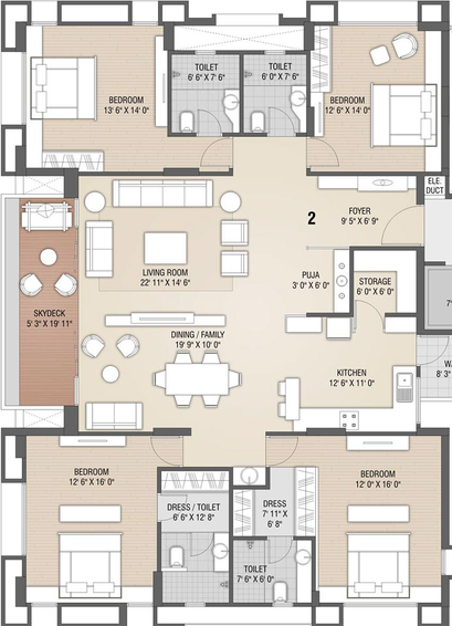 4 BHK Flat in Sangini Terraza in Vesu, Surat - Image 819936