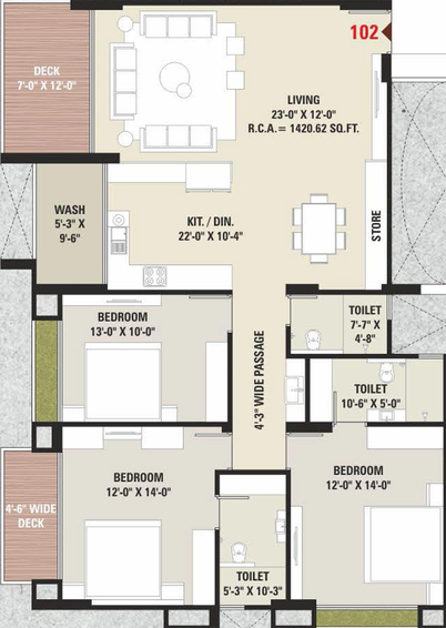 3 BHK Flat in Nova Shikharji in Vesu, Surat - Image 818324
