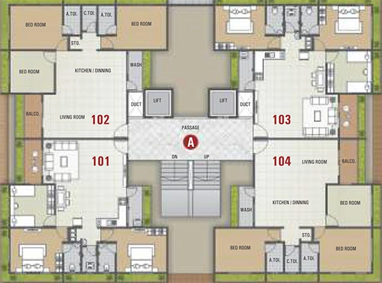 Floor Plan of Status Heights in Mota Varachha, Surat - Image 180703