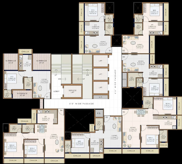 Floor Plan of Dedrani One Valencia in Taloja, Navi Mumbai - Image 106652
