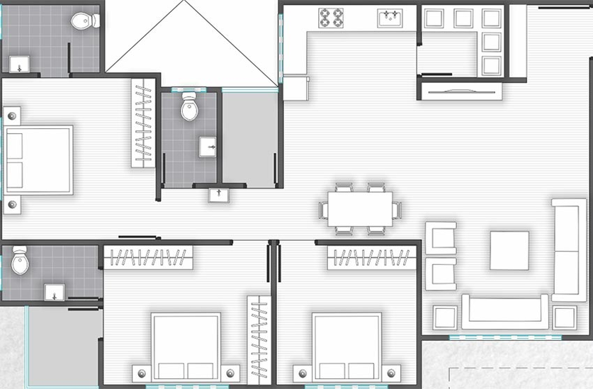 3 BHK Flat in Shree Mega Royal in Adajan, Surat - Image 818432