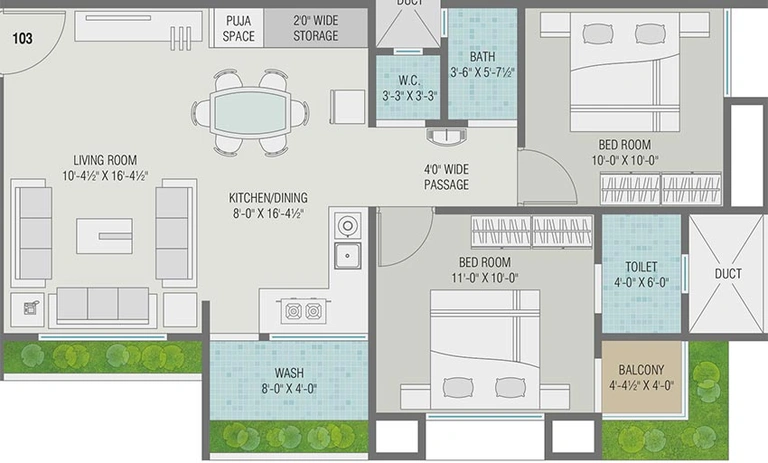 2 BHK Flat in Sarjan Palace in Vesu, Surat - Image 819851