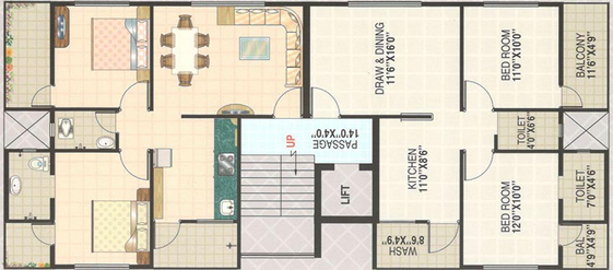 Floor Plan of Sai Apartment 11 in Friends Colony, Nagpur - Image 167133