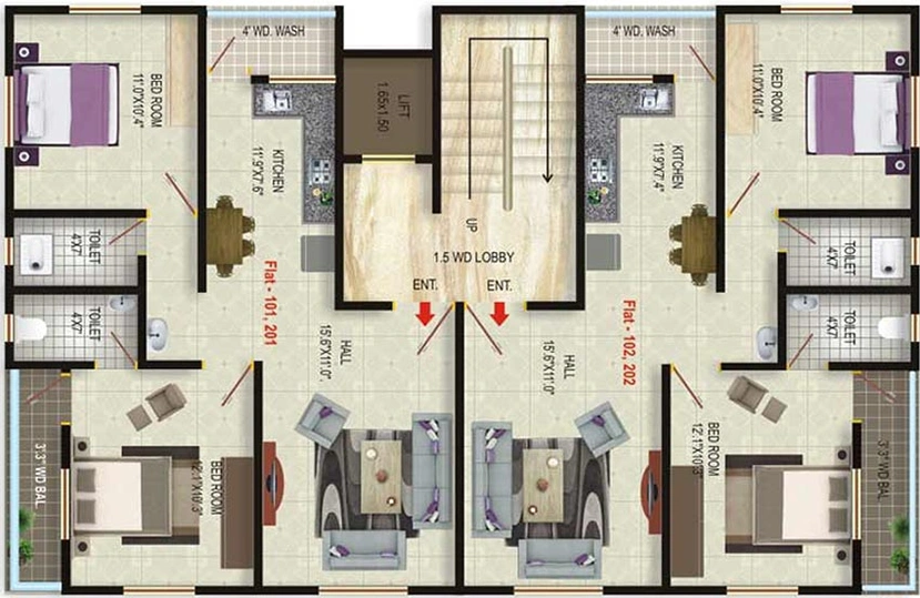 Floor Plan of Mahalaxmi Opal in Narendra Nagar, Nagpur - Image 166525