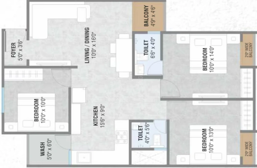 3 BHK Flat in Shree Shivam Highview in Waghodia Road, Vadodara - Image 699435