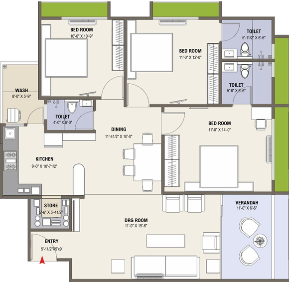 3 BHK Flat in Arjun Paradise in Naranpura, Ahmedabad - Image 683352