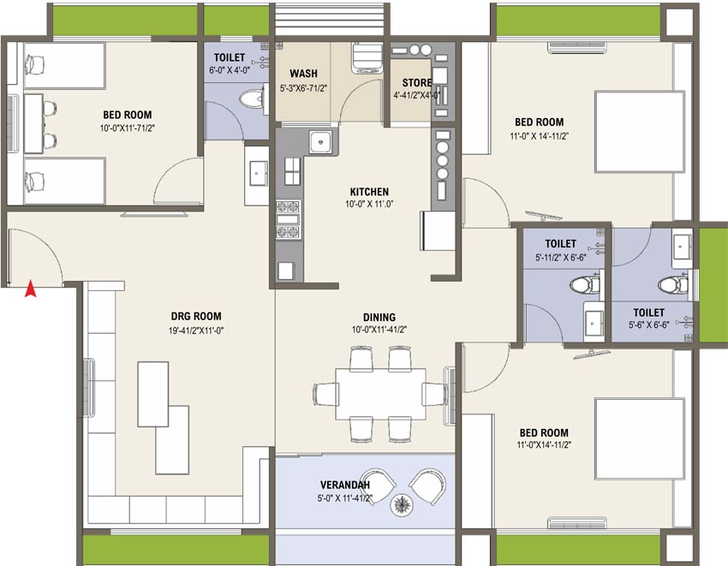 3 BHK Flat in Arjun Paradise in Naranpura, Ahmedabad - Image 683353
