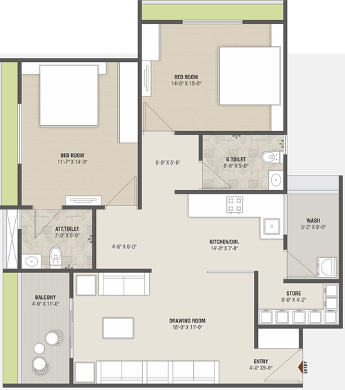 2 BHK Flat in Raj Aavkar Avenue in Uvarsad, Gandhinagar - Image 680295