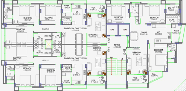 Floor Plan of Arihant Kesariyaji Flats in Paldi, Ahmedabad - Image 99274