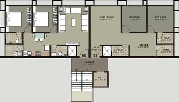 Floor Plan of Win Kaveri Habitat in Nana Varachha, Surat - Image 175219