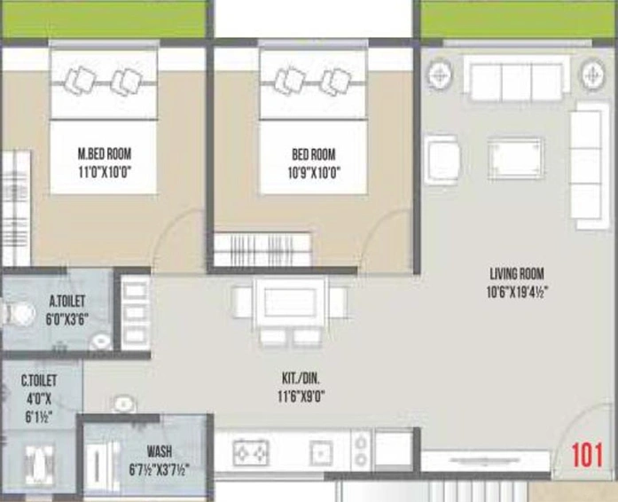 2 BHK Flat in Vijaya Victoria Residency in Navagam, Surat - Image 820170