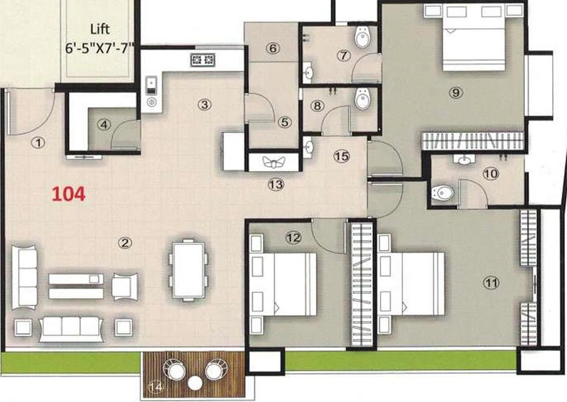 3 BHK Flat in Milan Heights in Mota Varachha, Surat - Image 818433