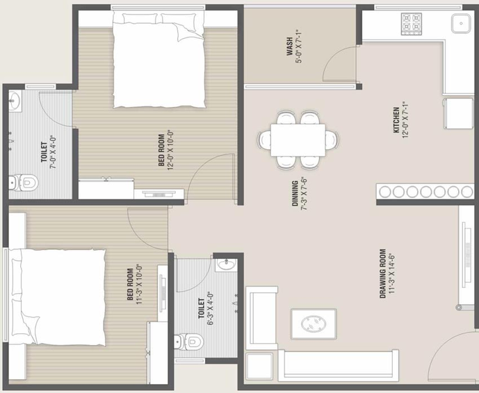 2 BHK Flat in JSB Shyamved Sapphire in Zundal, Ahmedabad - Image 683755