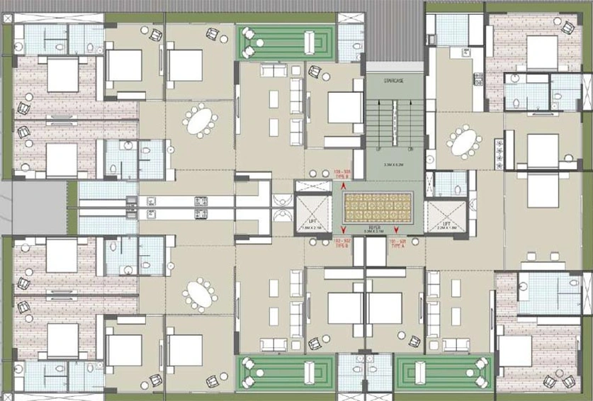 Floor Plan of Triveni 1Five in Prahlad Nagar, Ahmedabad - Image 99376
