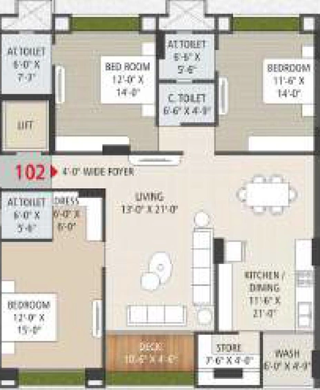 3 BHK Flat in Piramyd Greenopolis in Vesu, Surat - Image 818215